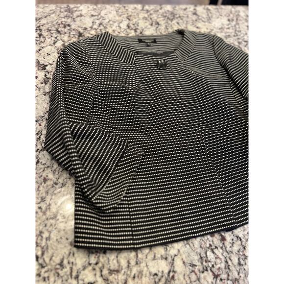 Talbots cropped polka dot blazer jacket size 14 3/4 sleeves black and white - Picture 5 of 12